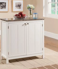 Pilaster Designs Blake Kitchen Island Cabinet With Adjustable Storage Shelf, White & Marble Wood -Coast2Coast shop 2381f20f0a3412df 6737 w800 h800 b0 p0