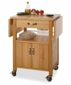 Pemberly Row Butcher Block Kitchen Cart With Drop Leaf In Natural Finish -Coast2Coast shop 23a192110be61b2a 5432 w800 h800 b1 p0