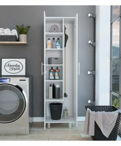 FM FURNITURE Norway Broom Closet Pantry, White 11 FM FURNITURE Norway Broom Closet Pantry, White -Coast2Coast shop 23f1e74303515873 1865 w800 h800 b0 p0