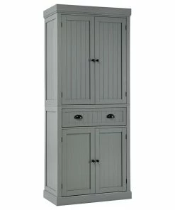 Gymax Kitchen Cabinet Pantry Cupboard Freestanding W/Shelves Grey