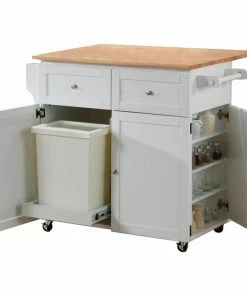 Coaster Home Furnishings Coaster Kitchen Cart With Leaf, Trash Compartment And Spice Rack