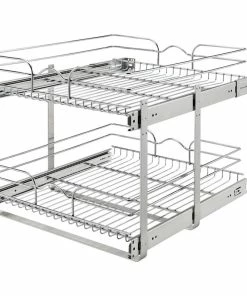 Rev-A-Shelf Two-Tier Bottom Mount Pull Out Steel Wire Organizer, 20.75"