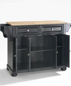 Crosley Alexandria Natural Wood Top Kitchen Island, Black Finish -Coast2Coast shop 25716b01064632eb 5435 w800 h800 b0 p0