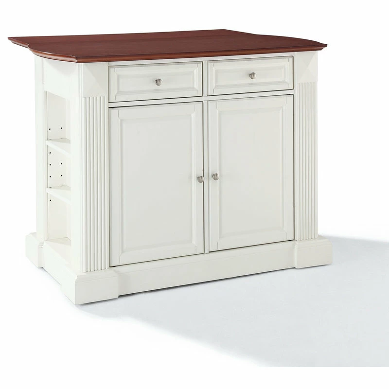 Crosley Drop Leaf Breakfast Bar Top Kitchen Island, White Finish 5 Crosley Drop Leaf Breakfast Bar Top Kitchen Island, White Finish - Image 3
