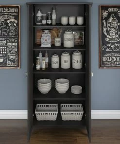 Bush Industries Salinas Kitchen Pantry Cabinet With Doors, Black -Coast2Coast shop 26019f070d3ee553 4094 w800 h800 b0 p0