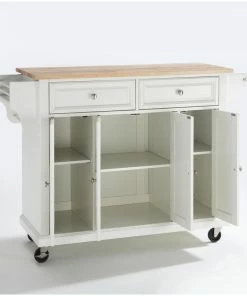 Crosley Natural Wood Top Kitchen Cart/Island, White Finish -Coast2Coast shop 267142d806463346 0041 w800 h800 b0 p0