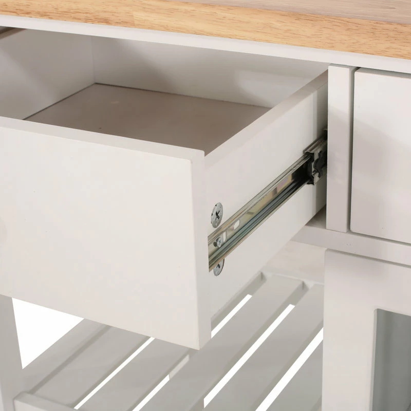 GDFStudio Marlon Kitchen Cart With Wheels, White, Natural 12 GDFStudio Marlon Kitchen Cart With Wheels, White, Natural - Image 10