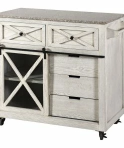 StyleCraft Fazio Farmhouse Kitchen Island With Granite Top