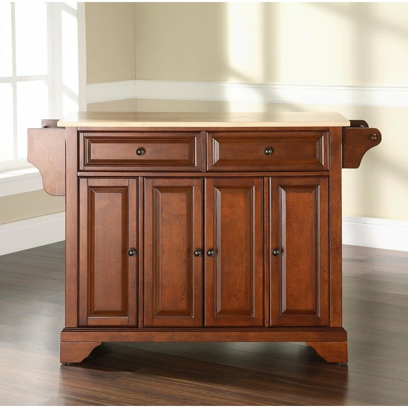 Crosley LaFayette Natural Wood Top Kitchen Island, Classic Cherry Finish 6 Crosley LaFayette Natural Wood Top Kitchen Island, Classic Cherry Finish - Image 4
