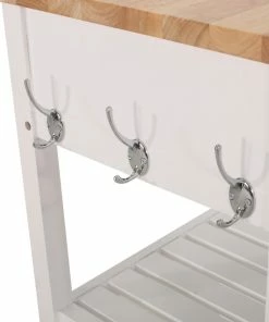 GDFStudio Marlon Kitchen Cart With Wheels, White, Natural 20 GDFStudio Marlon Kitchen Cart With Wheels, White, Natural -Coast2Coast shop 2a3184630f906802 8737 w800 h800 b0 p0