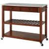 Crosley Stainless Steel Top Kitchen Cart/Island, Optional Stool Storage, Classic Cherry -Coast2Coast shop 2b01916d06685ecd 0135 w800 h800 b1 p0