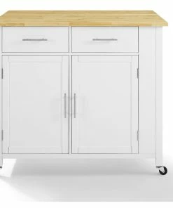 Crosley Savannah Wood Top Drop-Leaf Kitchen Island Cart, White/Natural -Coast2Coast shop 2b7154020f73b8a1 3240 w800 h800 b1 p0