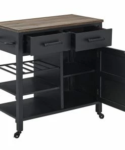 Decorn Farmhouse Kitchen Cart, Rustic Brown Top & Black Body With Plenty Storage Space 9 Decorn Farmhouse Kitchen Cart, Rustic Brown Top & Black Body With Plenty Storage Space -Coast2Coast shop 2c611010010a7be9 2383 w800 h800 b1 p0