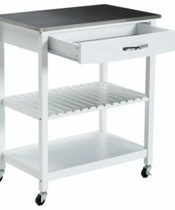 Boraam Industries, Inc. Holland Kitchen Cart With Stainless Steel Top, White -Coast2Coast shop 2d21c16303586e7c 0135 w800 h800 b1 p0