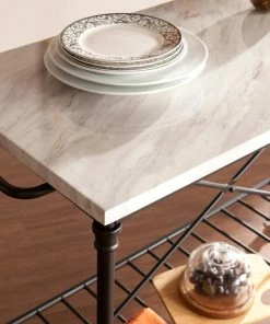 SEI Furniture Morenci Faux Marble Kitchen Island In Matte Black -Coast2Coast shop 2d312d280b842eb3 3718 w800 h800 b0 p0