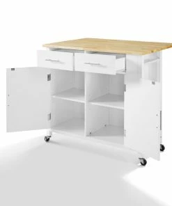 Crosley Savannah Wood Top Drop-Leaf Kitchen Island Cart, White/Natural -Coast2Coast shop 2e2186880f73b8a8 3240 w800 h800 b0 p0