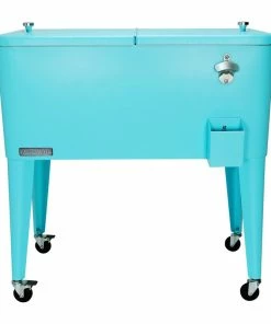 Permasteel, Inc Permasteel 80 Quart Portable Rolling Patio Cooler, Turquoise