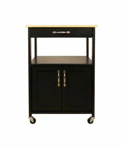 Catskill Craftsmen Kitchen Trolley, Black Base Natural Top