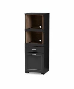Baxton Studio Fabian Kitchen Cabinet - Dark Gray, Oak Brown