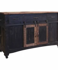 Crafters And Weavers Greenview Kitchen Island, Distressed Black