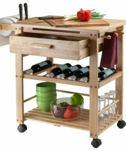 Winsome Wood Traditional Natural Solid Wood Cart 83644 -Coast2Coast shop 3031755e0da390a9 4051 w800 h800 b1 p0