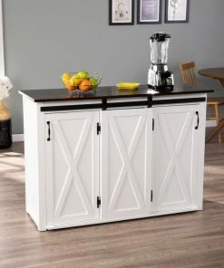 SEI Furniture Lenton Barn-Door Kitchen Island, Dark Brown And White -Coast2Coast shop 30c1c3bb0dc59354 1206 w800 h800 b0 p0