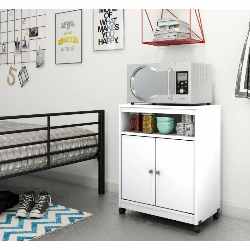 Ameriwood Home 24" Open Microwave Cart In White Stipple 4 Ameriwood Home 24" Open Microwave Cart In White Stipple - Image 2