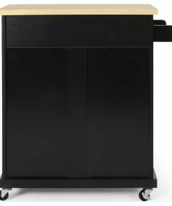 GDFStudio Negley Contemporary Kitchen Cart With Wheels, Black + Natural -Coast2Coast shop 322174c500e60c6c 8981 w800 h800 b1 p0