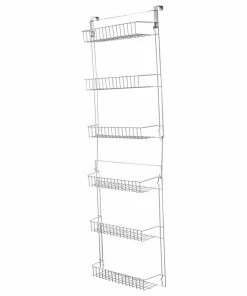 Core Products Everyday Home 5 Foot Overdoor Rack With 6 Baskets, White