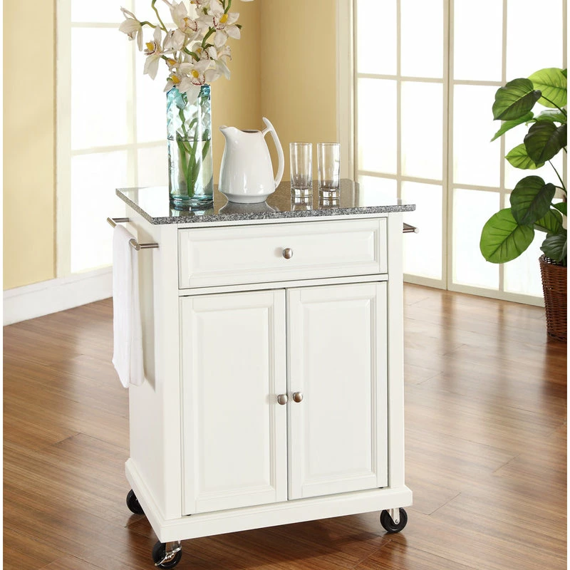 Crosley Solid Granite Top Portable Kitchen Cart/Island, White Finish 5 Crosley Solid Granite Top Portable Kitchen Cart/Island, White Finish - Image 3