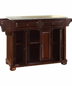 Crosley Alexandria Solid Granite Top Kitchen Island, Vintage Mahogany Finish
