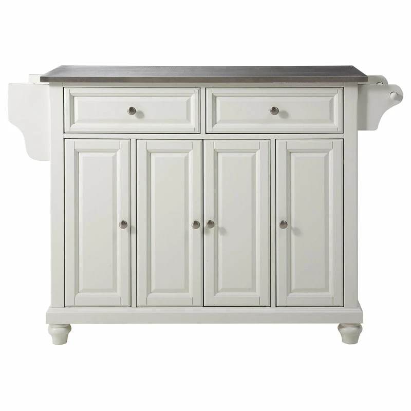 Crosley Cambridge Stainless Steel Top Kitchen Island, White Finish 3 Crosley Cambridge Stainless Steel Top Kitchen Island, White Finish