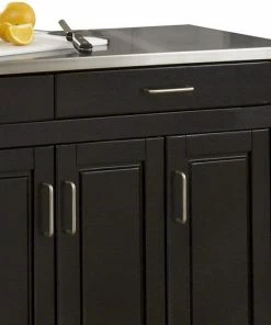 Decor Love Contemporary Kitchen Cart, Industrial Caster Wheels & Stainless Steel Top, Black -Coast2Coast shop 3421ba1f01aa4b31 4487 w800 h800 b0 p0