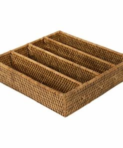 KOUBOO La Jolla Rattan Silverware Tray And Organizer, Honey-Brown
