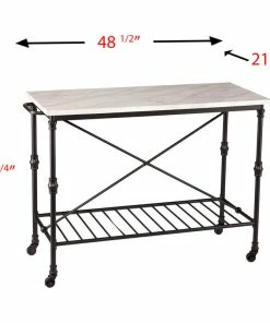 SEI Furniture Morenci Faux Marble Kitchen Island In Matte Black -Coast2Coast shop 359101c00b842eb5 3718 w800 h800 b1 p0
