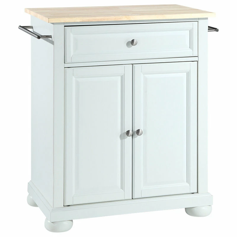 Crosley Alexandria Natural Wood Top Portable Kitchen Island, White Finish 3 Crosley Alexandria Natural Wood Top Portable Kitchen Island, White Finish