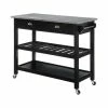 Convenience Concepts American Heritage Stainless Steel Top Kitchen Cart In Black Wood Finish -Coast2Coast shop 367155d8003f2271 6058 w800 h800 b1 p0