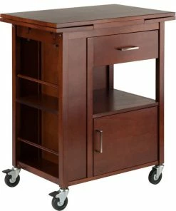 Winsome Gregory Transitional Solid Wood Kitchen Cart In Walnut