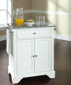 Crosley LaFayette Solid Granite Top Portable Kitchen Island, White Finish -Coast2Coast shop 3951eb4706463b50 0183 w800 h800 b0 p0