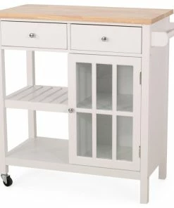 GDFStudio Marlon Kitchen Cart With Wheels, White, Natural 17 GDFStudio Marlon Kitchen Cart With Wheels, White, Natural -Coast2Coast shop 39611a070f9067ff 8737 w800 h800 b1 p0