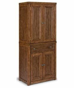 Decorn Rustic Kitchen Pantry, 2 Storage Cabinets With Inner Adjustable Shelves, Toffee