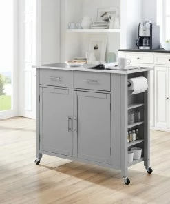 Crosley Savannah Stainless Steel Top Full-Size Kitchen Island Cart, Gray -Coast2Coast shop 3ad1a61d0f73b870 4547 w800 h800 b0 p0