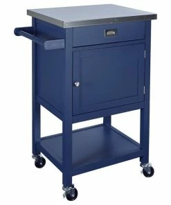 Linon Home Decor Products Linon Sydney Wood Kitchen Apartment Cart In Blue