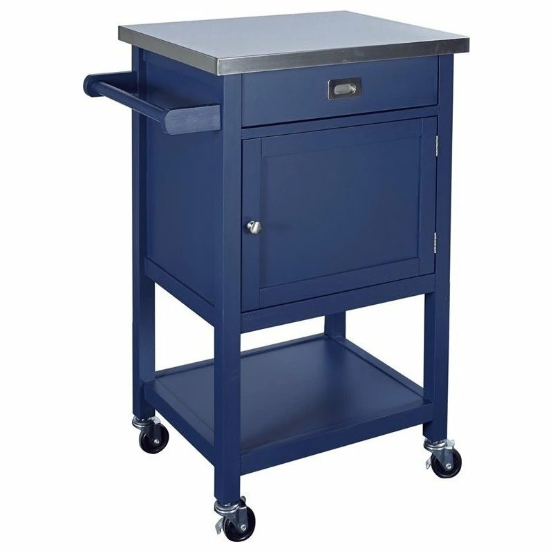 Linon Home Decor Products Linon Sydney Wood Kitchen Apartment Cart In Blue 3 Linon Home Decor Products Linon Sydney Wood Kitchen Apartment Cart In Blue