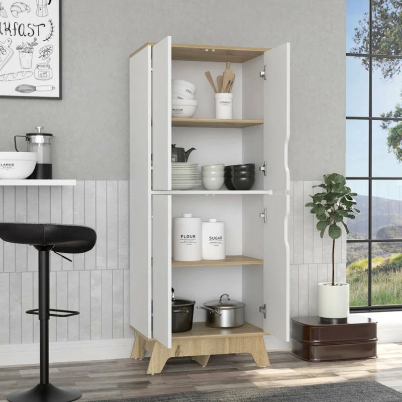 FM FURNITURE Zurich Double Kitchen Pantry Light Oak-White 5 FM FURNITURE Zurich Double Kitchen Pantry Light Oak-White - Image 3