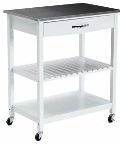 Boraam Industries, Inc. Holland Kitchen Cart With Stainless Steel Top, White -Coast2Coast shop 3d617ac903586e7d 0135 w800 h800 b1 p0