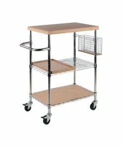 Winsome Madera Utility Kitchen Cart, Bamboo And Chrome