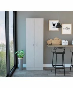 Home Square 2 Piece Wood Multi Storage Two-Door Pantry Cabinet Set In Off White -Coast2Coast shop 4041df96024f8549 9181 w800 h800 b0 p0