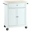 Crosley Natural Wood Top Portable Kitchen Island Cart, White 2 Crosley Natural Wood Top Portable Kitchen Island Cart, White -Coast2Coast shop 40b14177065cb132 0108 w800 h800 b1 p0