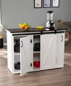 SEI Furniture Lenton Barn-Door Kitchen Island, Dark Brown And White -Coast2Coast shop 4111e78e0dc5936e 1206 w800 h800 b0 p0